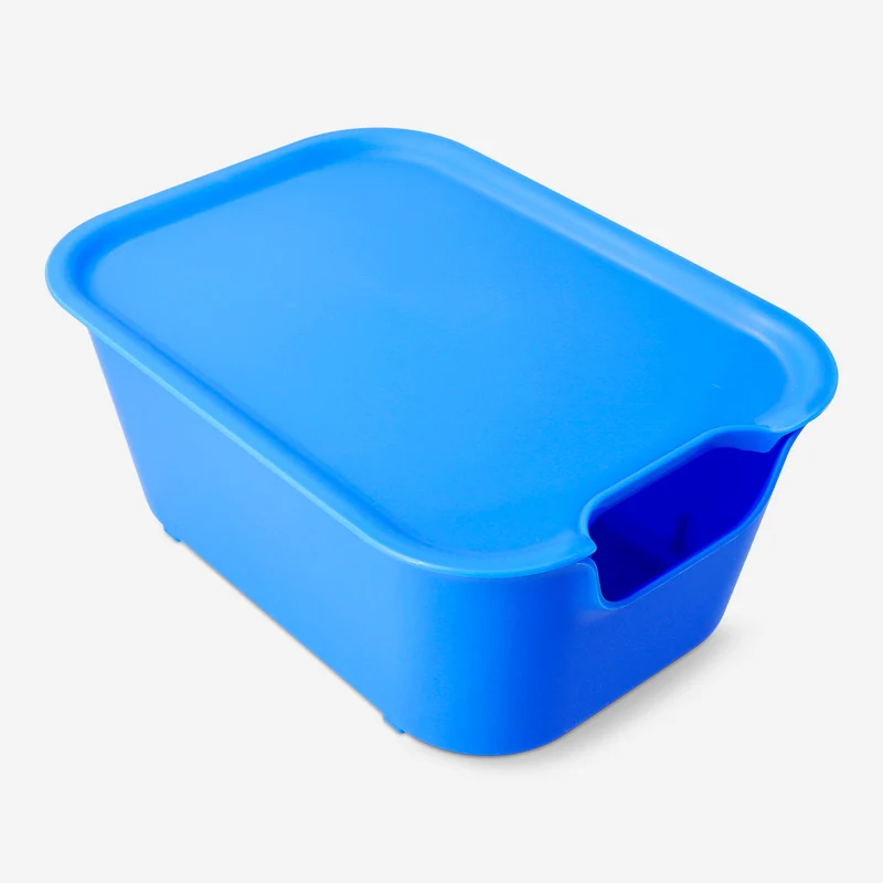 Blue storage box with lid - 19x26 cm