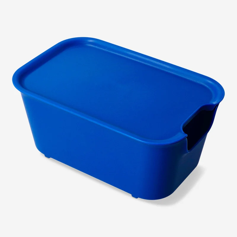 Navy storage box with lid - 13x19 cm