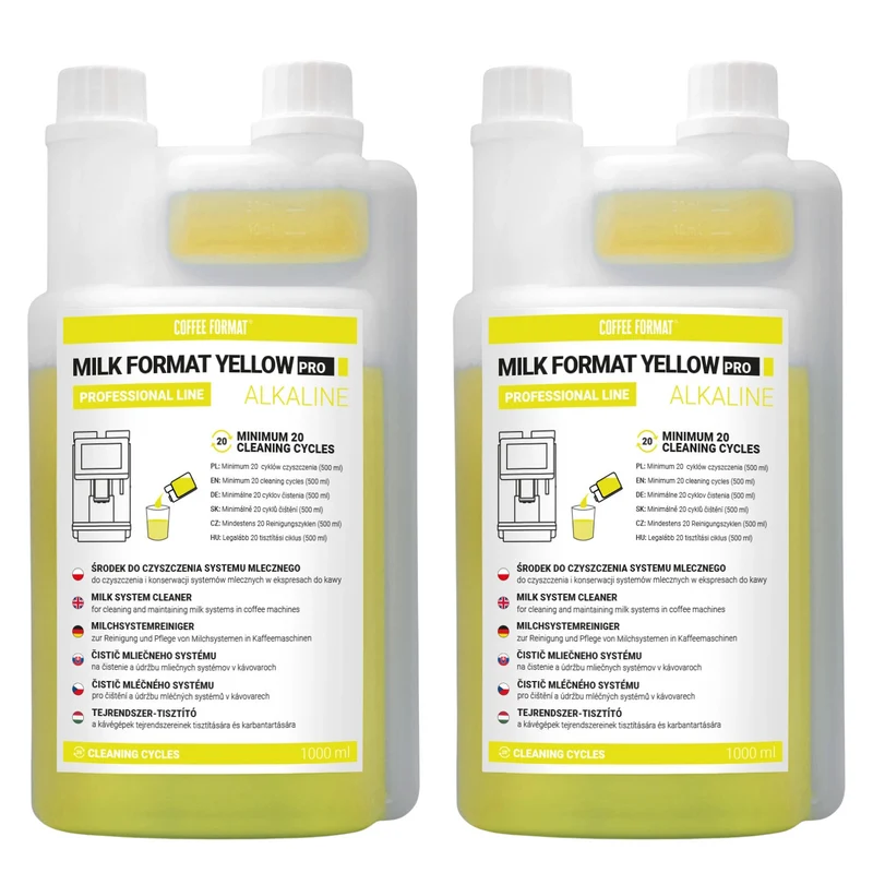 Detergente per impianti di erogazione del latte 2x1 l, Coffee Format MILK FORMAT YELLOW PRO