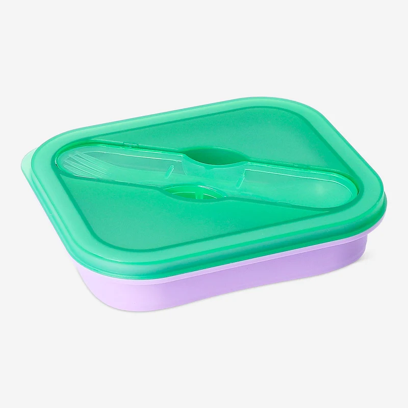 Lilac collapsible lunchbox with spork - 600 ml