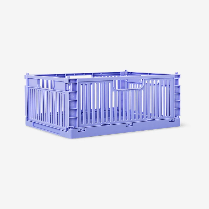 Blue collapsible storage box with lid - 28x28 cm