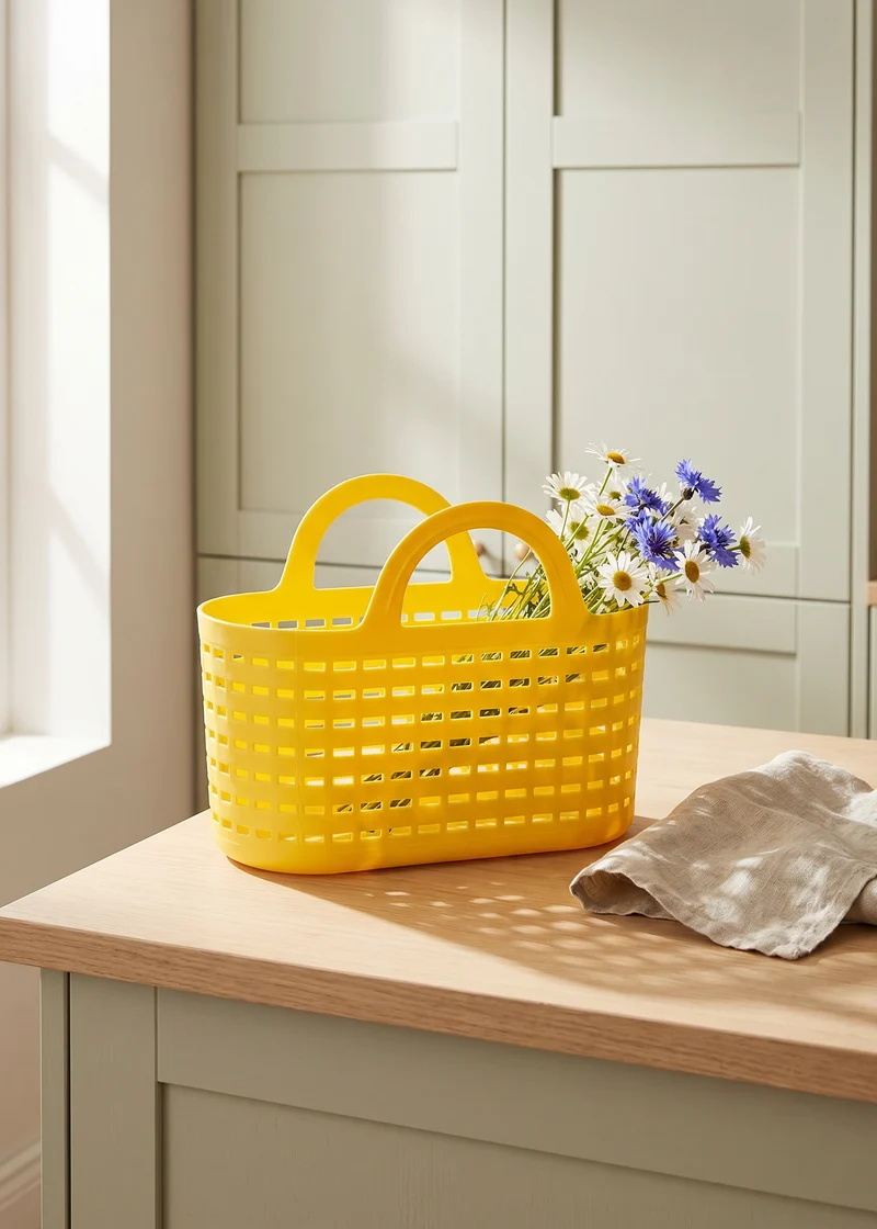 Yellow basket with handles - 23x30 cm