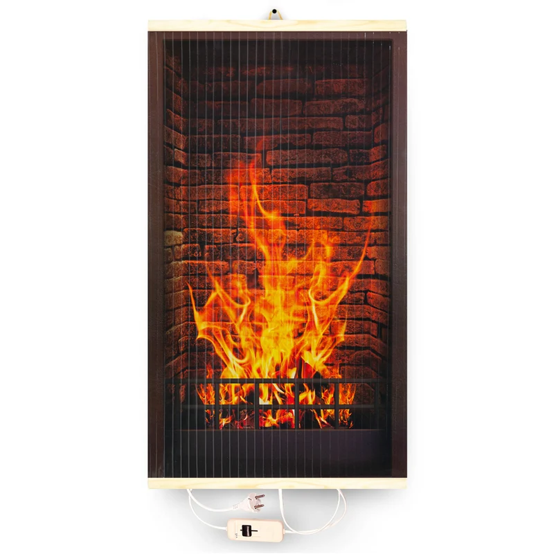 Riscaldatore a infrarossi - pannello riscaldante flessibile 430W TRIO design camino 1, dimensioni 100x57cm, con interruttore