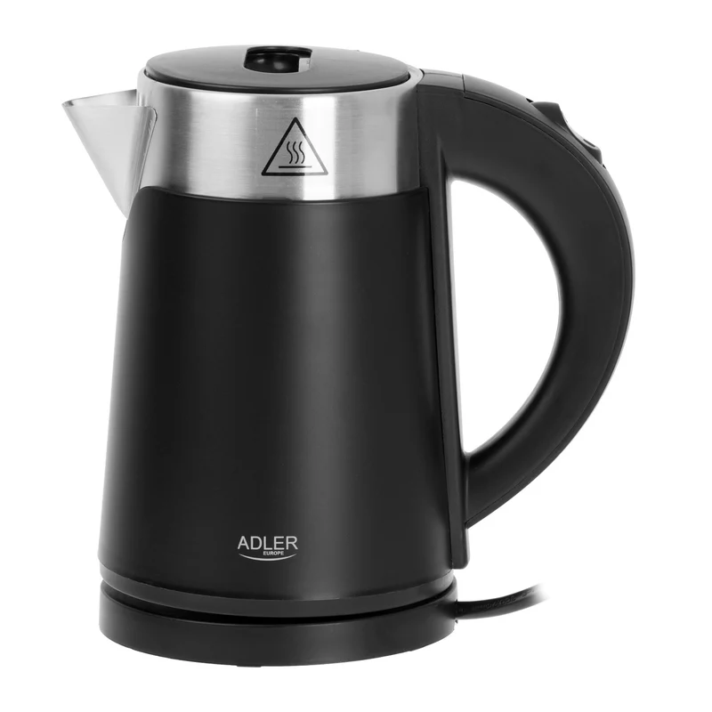 Bollitore elettrico Adler, in metallo, 0,6 L, silenzioso, potenza 800 W, nero. AD 1372