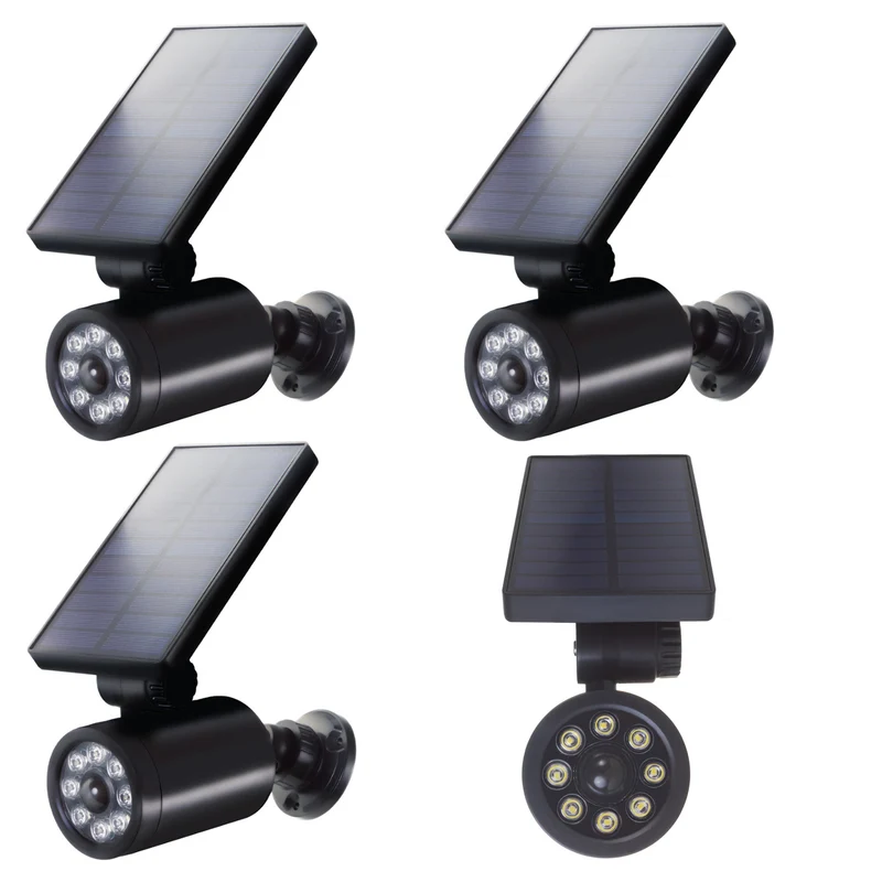 4x Telecamera solare fittizia, LED lampeggiante, sensore di movimento, illuminazione a LED, adesivo gratuito, SOL1801S, 4 pezzi