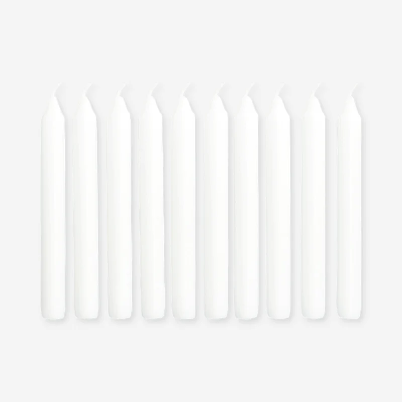 White dinner candle set - 10 pcs