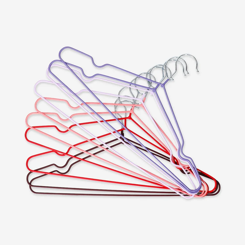 Multi coloured metal hangers - 10 pcs