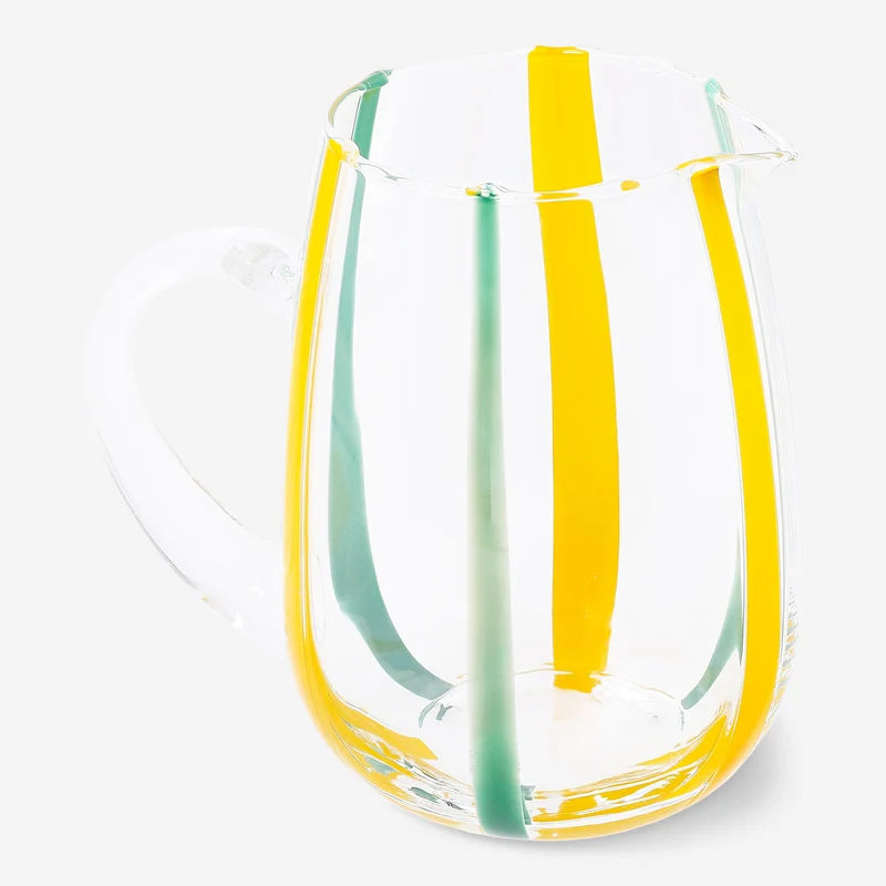 Glass jug with yellow and green stripes - 1.5 L