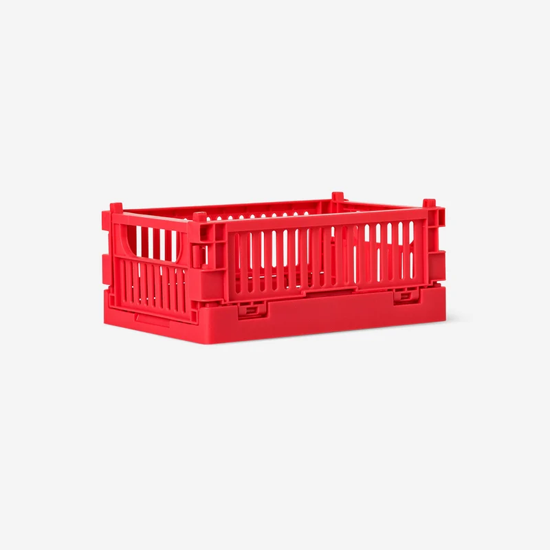 Red collapsible storage box with lid - 15x10 cm