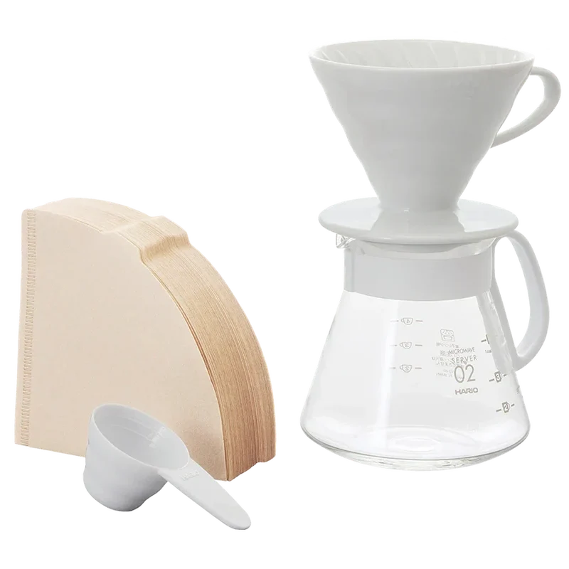 Hario V60 Ceramic Dripper Set 02 - Keramik Weiß
