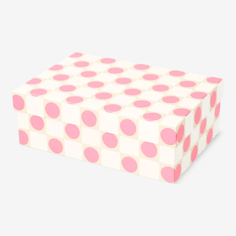 Storage box with pink polka dots - 14x20 cm
