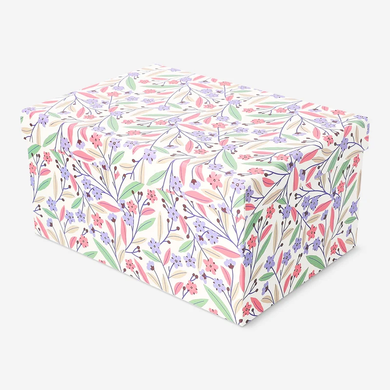 Storage box with multi coloured flowers - 17x24 cm