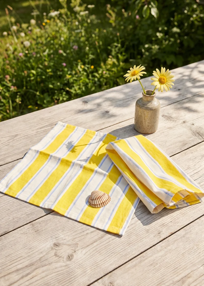 Yellow striped fabric napkins - 2 pcs