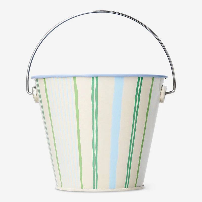 Striped metal flowerpot
