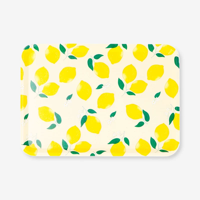 Decorative tray with lemon print - 22x31 cm