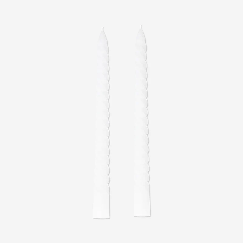 White twisted dinner candles - 4 pcs