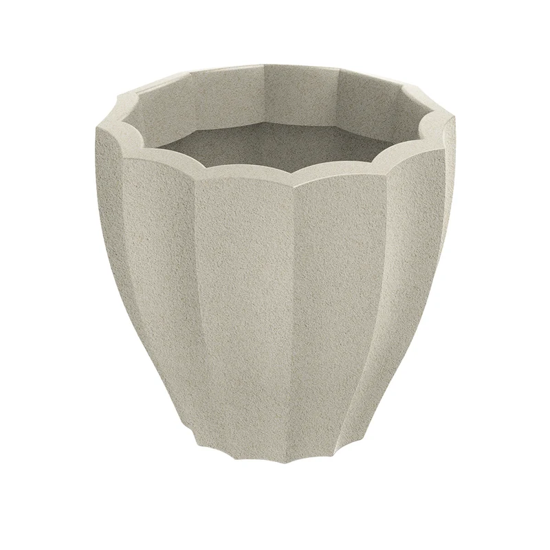 Vaso Ethick Rona Round, diametro 40 cm, altezza 36 cm, finitura opaca, resistente alle intemperie, foro di drenaggio, colore sabbia, TRO40-101GR
