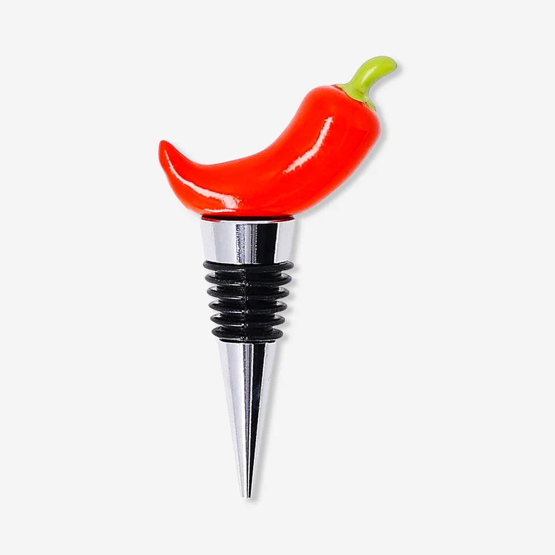Wine stopper with chilli decoration