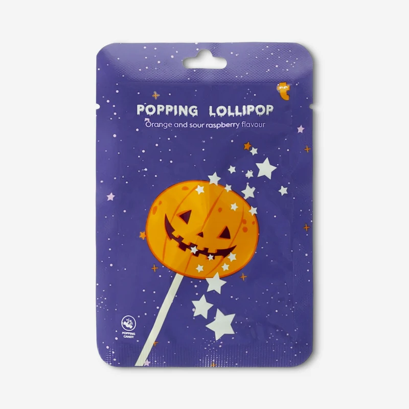 Popping pumpkin lollipop - Sour raspberry flavour
