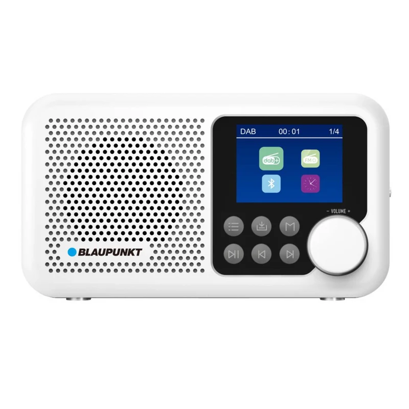 Radio portatile Blaupunkt, radio digitale DAB+ e sintonizzatore FM, Bluetooth, uscita cuffie, display a colori da 2,4 pollici, funzione orologio e sveglia, alimentata a batteria e ricaricabile tramite USB-C, DR8WH