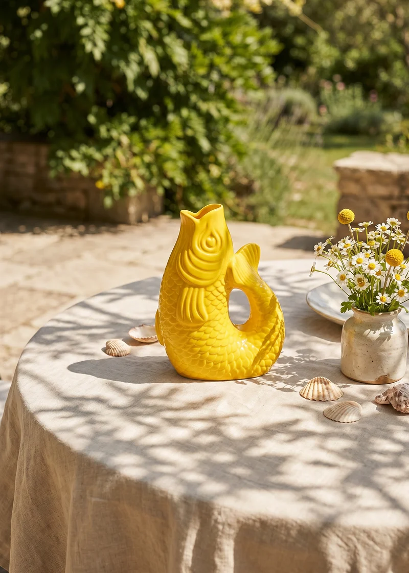Yellow fish vase - 21 cm