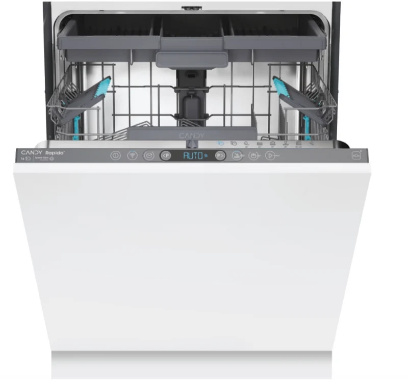 Ⓜ️🔵🔵🔵 Candy CI 6E7F1A - Lavastoviglie ad incasso, scomparsa totale, 16 coperti, cruscotto color antracite, motore inverter, MAXI TUB, Nuova classe E, Connettività Controllo remoto avanzato e contenuti extra (Wi-Fi + BLE), 8 programmi