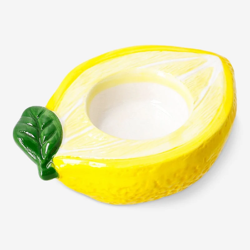 Ceramic lemon tealight holder - 11 cm