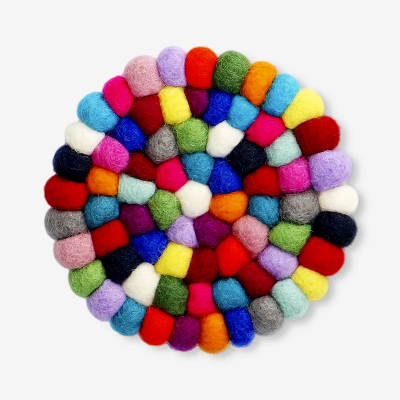 Multi coloured wool trivet