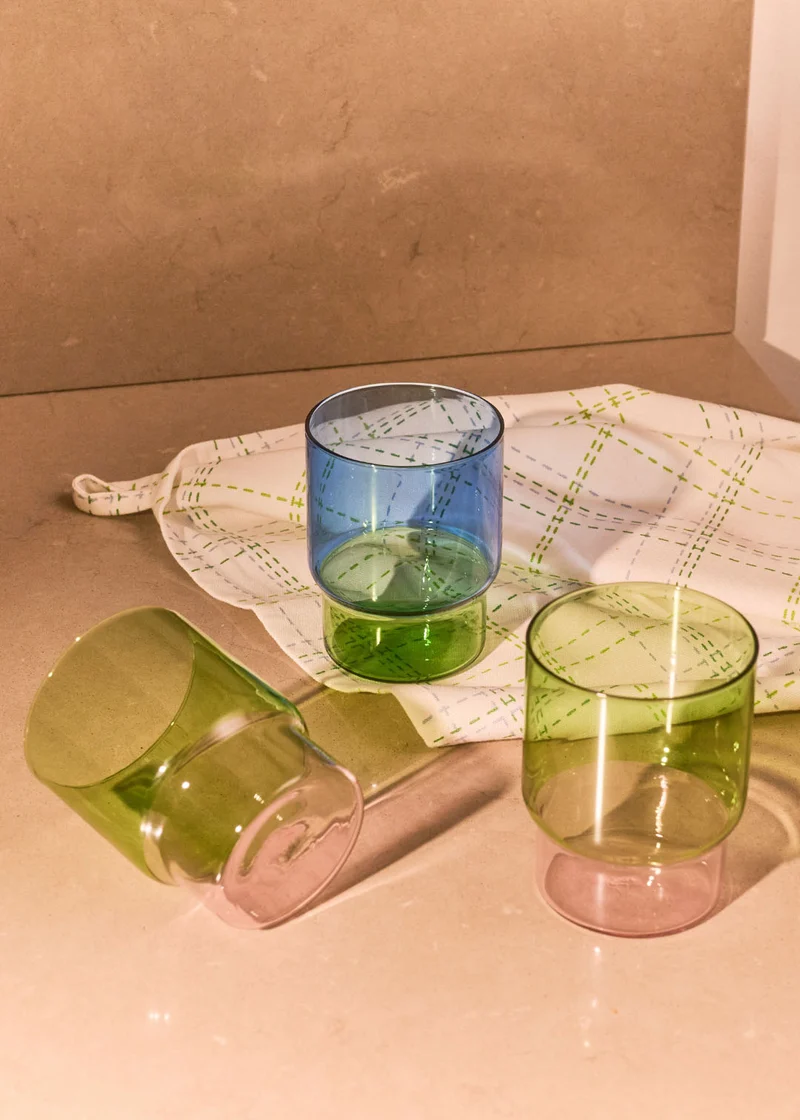 Green and pink drinking glass - 400 ml
