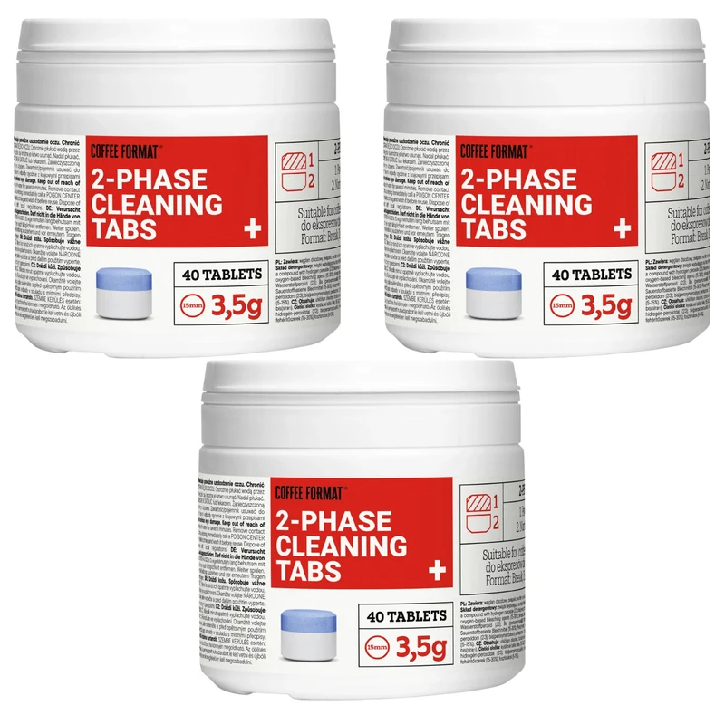 Pastiglie per la pulizia della macchina da caffè, 2-phase Cleaning TABS+ 40x3,5 g Coffee Format, 3 confezioni