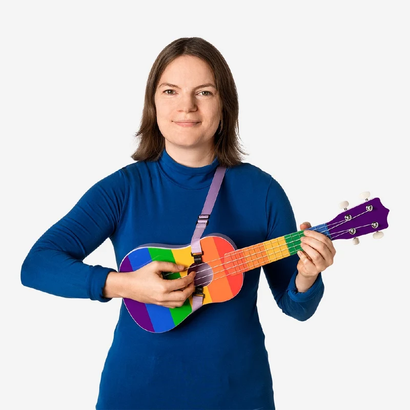 Rainbow ukulele with strap