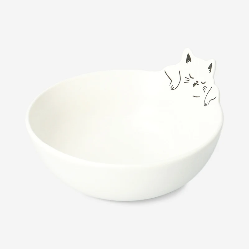 White bowl with cat - 15 cm