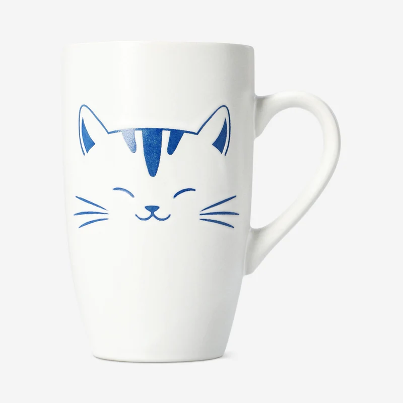White cat mug with handle - 400 ml