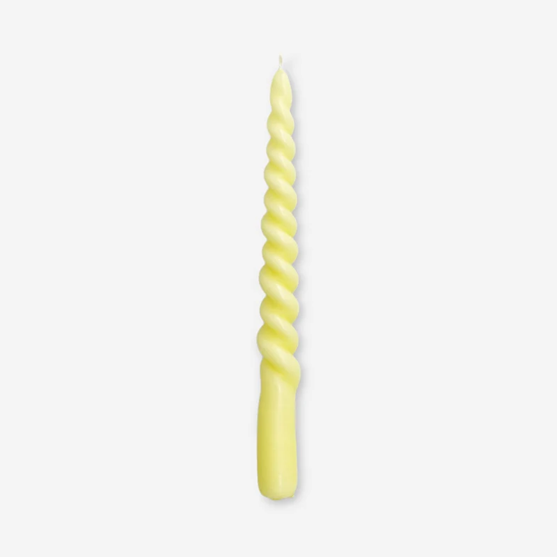 Twisted yellow candle - 21 cm