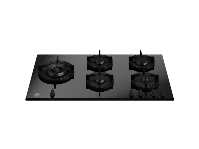 Ⓜ️🔵🔵🔵 BERTAZZONI P905LMODGNE - Piano Cottura a Gas, 90 cm, Nero, In Cristallo, Serie Modern, Wok Laterale