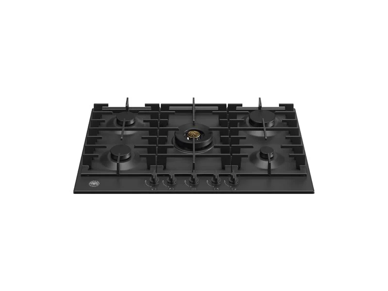 Ⓜ️🔵🔵🔵 BERTAZZONI P755CMODNE - Piano Cottura a Gas, 75 cm, 5 Fuochi, Nero Opaco, Serie Modern, Wok Centrale