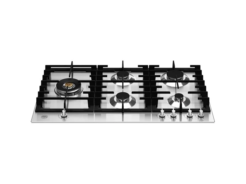 Ⓜ️🔵🔵🔵 BERTAZZONI P905LMODX - Piano Cottura a Gas, 90 cm, 5 Fuochi, Acciaio Inox, Serie Modern, Dual Wok Laterale