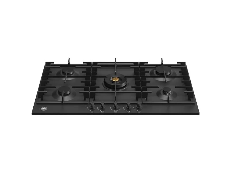 Ⓜ️🔵🔵🔵 BERTAZZONI P905CMODNE - Piano Cottura a Gas, 90 cm, 5 Fuochi, Nero Opaco, Serie Modern, Dual Wok Centrale