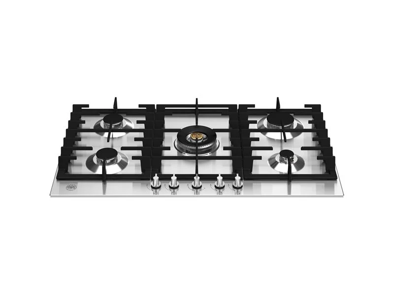 Ⓜ️🔵🔵🔵 BERTAZZONI P905CMODX - Piano Cottura a Gas, 90 cm, 5 Fuochi, Acciaio Inox, Serie Modern, Dual Wok Centrale