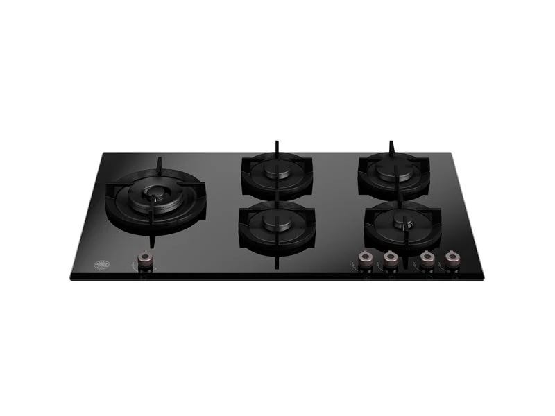 Ⓜ️🔵🔵🔵 BERTAZZONI P905LPROGNE - Piano Cottura a Gas, in Cristallo, 90 cm, Nero, 5 Fuochi, Serie Professional, Wok Laterale