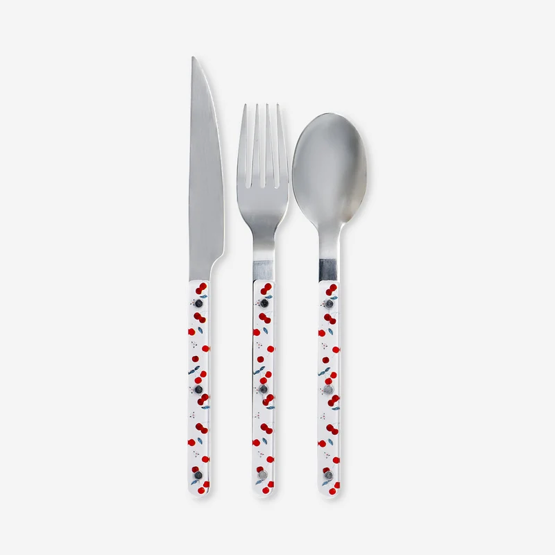 Cutlery set with cherry print - 3 pcs