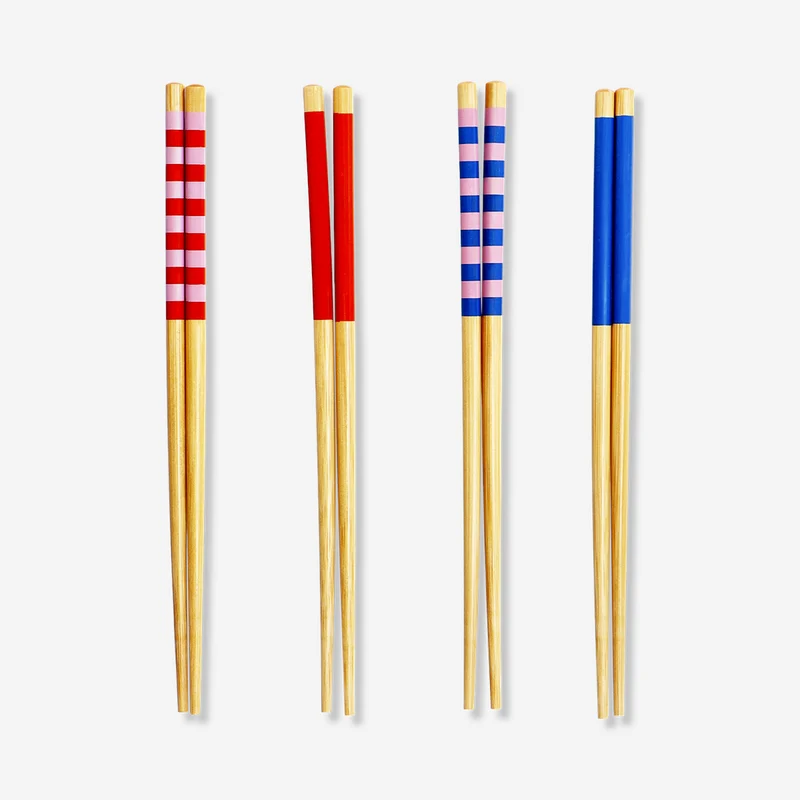 Colourful wooden chopsticks - 4 pcs