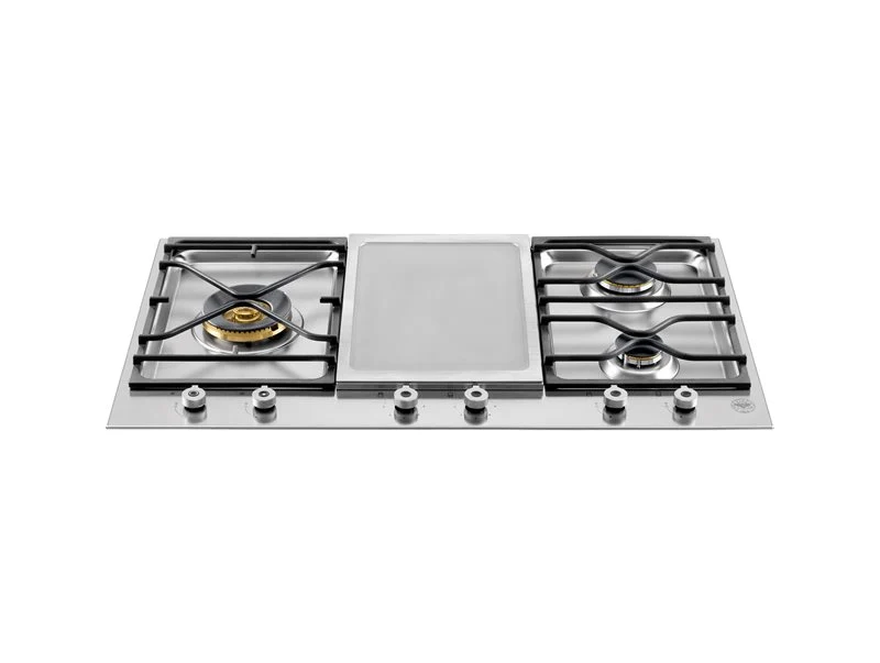 Ⓜ️🔵🔵🔵 BERTAZZONI PM3630GX - Piano Cottura, 90 cm, a Segmenti, Acciaio Inox, Serie Professional, 3 Bruciatori, 1 Piastra Centrale