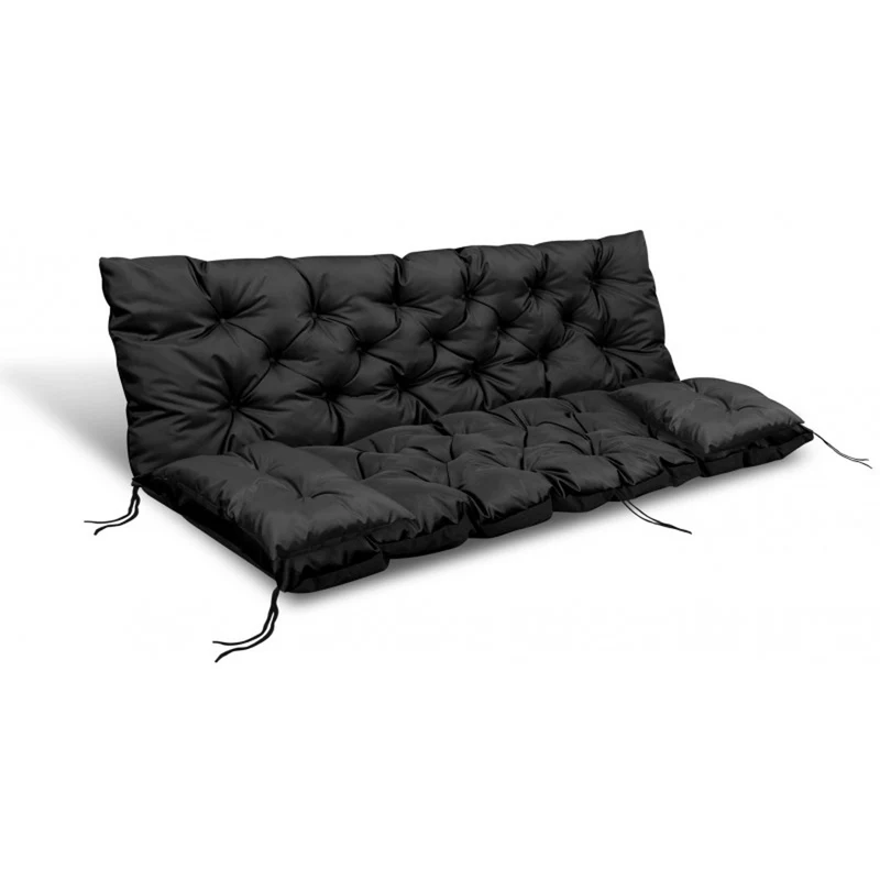 Set da giardino nero 100x60x50cm + 2 cuscini 42 x 42 cm