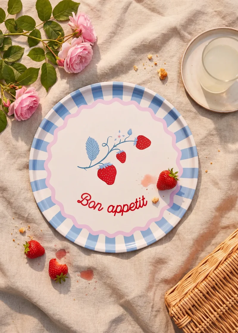 Decorative round metal tray - 31 cm