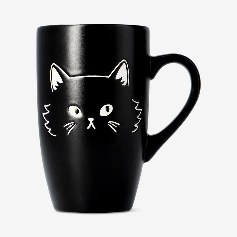 Black cat mug with handle - 400 ml
