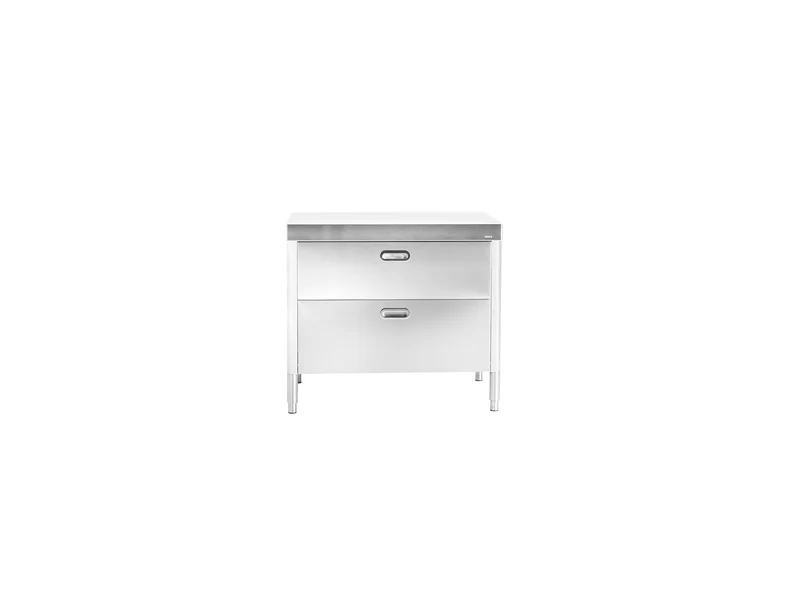 Ⓜ️🔵🔵🔵 Alpes 100C-CONTENIMENTO-2 - LIBERI IN CUCINA, Elemento Contenimento, mobile cucina, acciaio inox, larg. 100cm, prof. 65cm, alt. 90/95cm, 2 cassetti 90cm