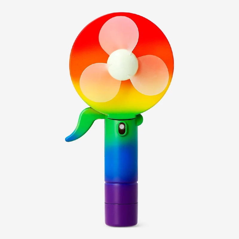 Rainbow coloured handheld fan