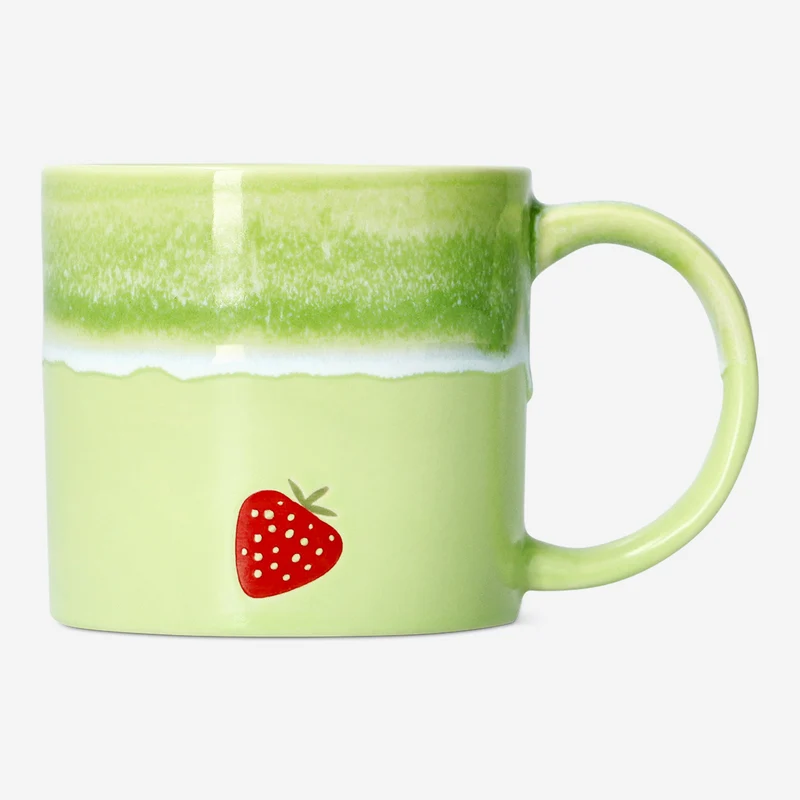 Green matcha mug with running glaze - 384 ml