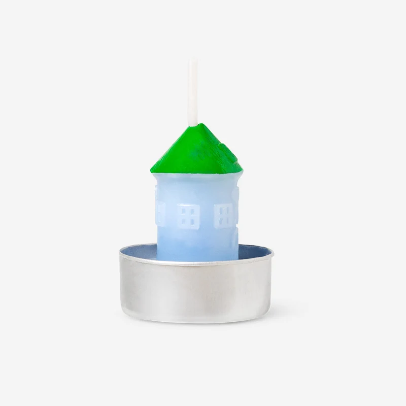 Blue and green house tealights - 4 pcs